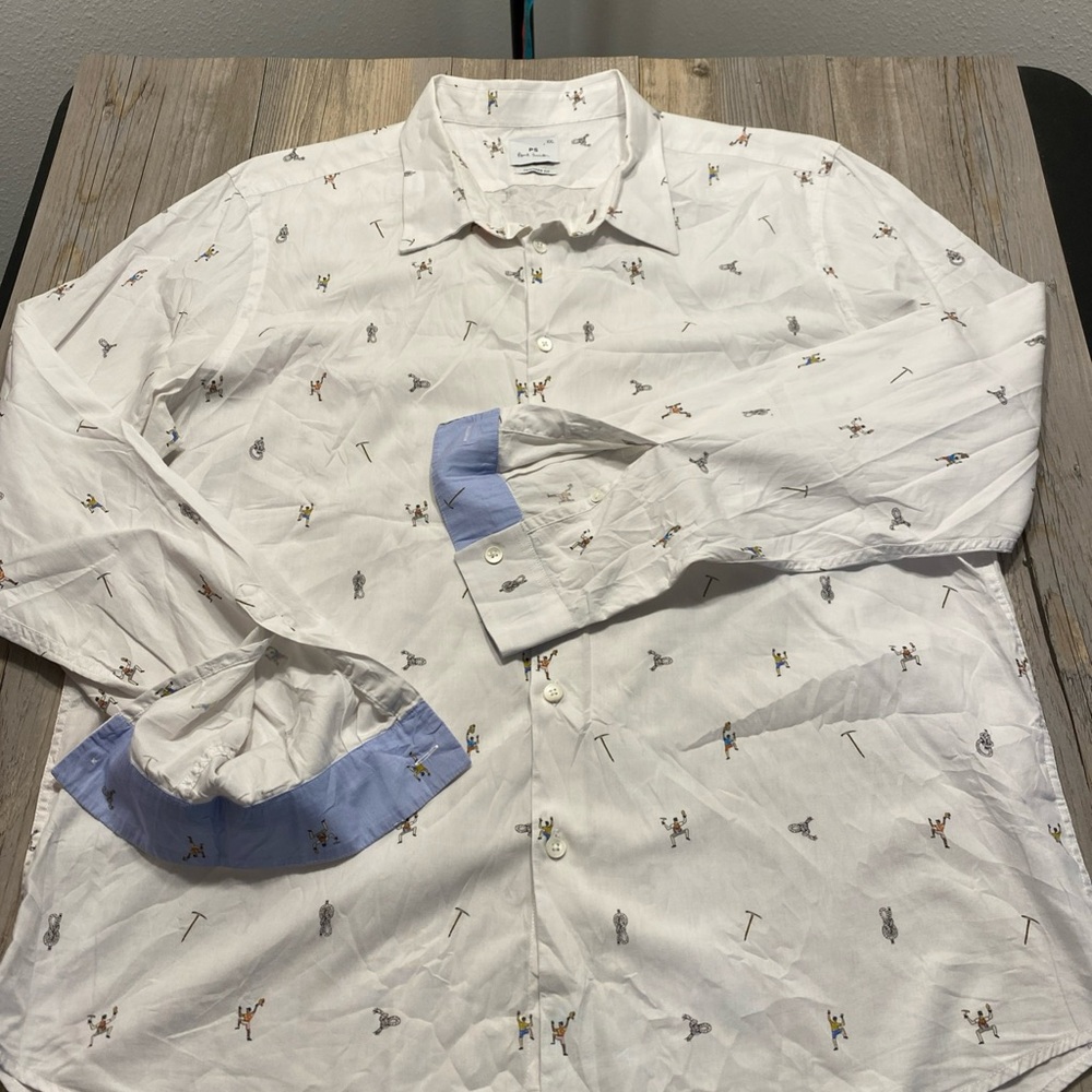 Paul Smith Mens Tailored Fit Long Sleeve Button Shirt Rock Climbing XXL (READ)👇